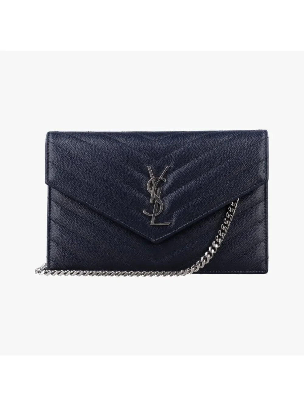 Saint Laurent Monogram Navy Caviar Leather Shoulder Bag